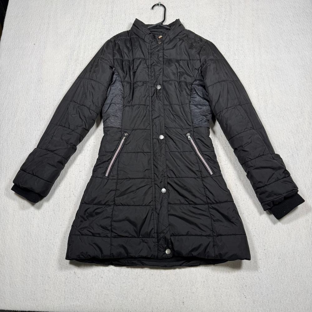 Hawke & Co Outfitter Black Quilted Puffer Jacket Size 16 Grey Side Panels 774074